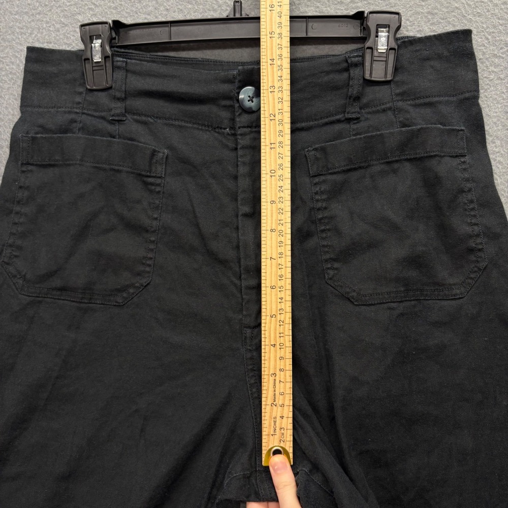 Maeve The Colette Linen Pants Womens 32 Black Wide Leg Cropped High Rise - Picture 6 of 8